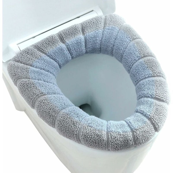 Tofarvet O-type toiletsæde - gråt + blåt konventionelt toiletsæde fortykket toiletsæde varmt universal toiletbetræk