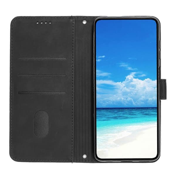 Hudfølelse Hjertepræget Læder Telefoncover med Lang Snor til Google Pixel 8a Black