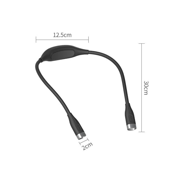 Nakkeleselampe, Leselampe Oppladbar 4 LED-er 3 farger, Øyebeskyttelse, Boklampe med ekstra lang fleksibel sammenleggbar