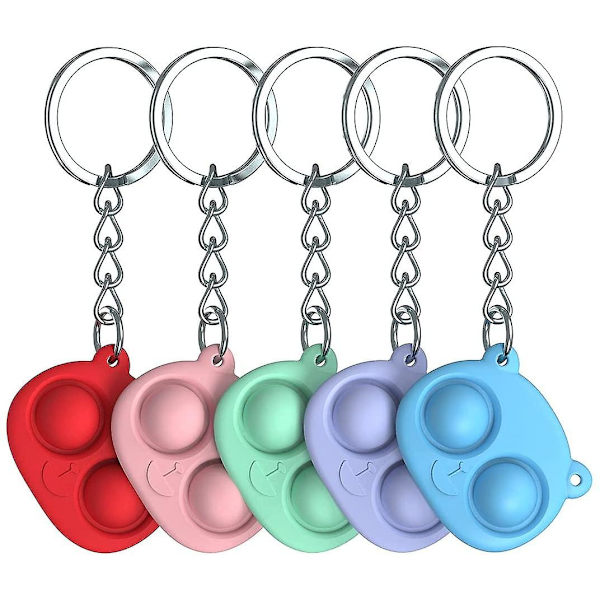 Silikondekompressionsnyckelring *5 röd+lila+rosa+grön+blå,