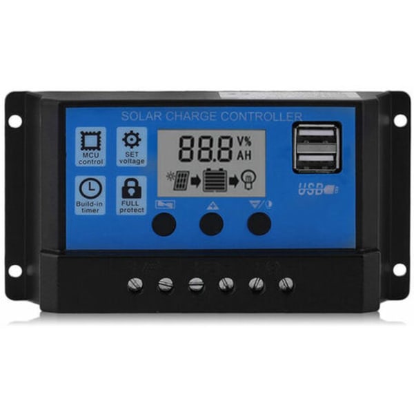 Solar Panel Controller 100A Solar Recharge Controller LCD Display Skjerm Gatelampe Ladesystem Kontroller PWM Rech