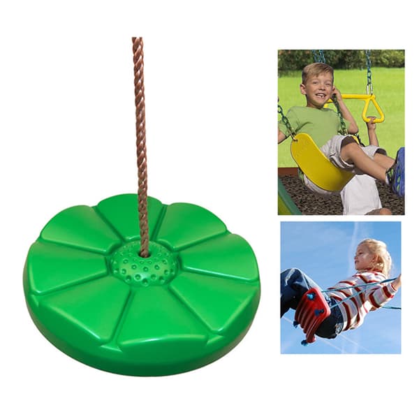 Heavy Duty Plast Disc Tree Swing med PE-rep för Barn Utomhuslekutrustning Grön