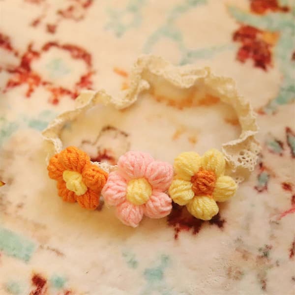 Babyhodebånd Elastisk Hodebånd med Blomsterpynt Fasjonable Småjenters Hodebånd Blondedetaljer Hodeplagg for Jenter D