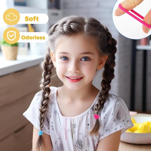 Elastiske hårelastikker til børn, små tynde hårelastikker, flere farver til små piger styling[ht]