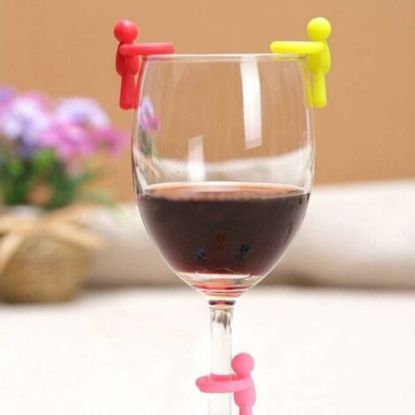 Vinglasmarkörer, dryckesmarkörer, Wine Glass Creative Silikon Vinglasmarkörer för att identifiera och dekorera drycker på festpaket om 7, Fonepro