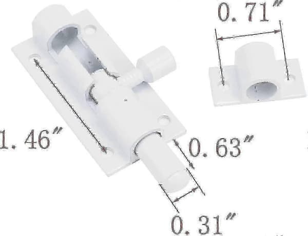 Vit aluminiumlegering skjutregel 2 tum dörrlås säkerhetsskjutlås 4-pack