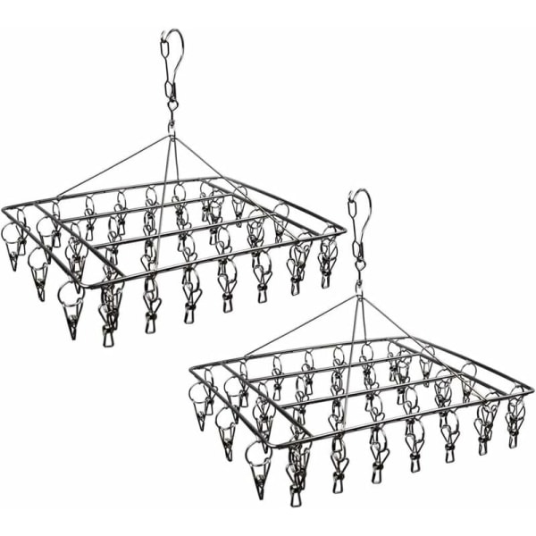 Tørkestativ med flere klips til husholdningsbruk Tørkestativ i rustfritt stål (2 STK buet rustfritt stål 36 fortykket 4.0 tørkestativ med klips)