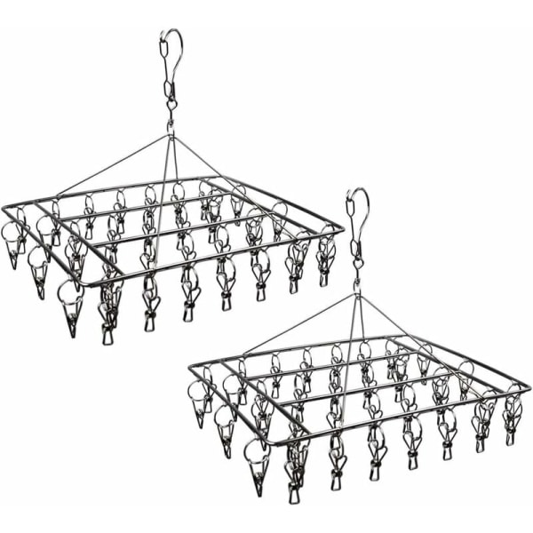 Torkställ med flera clips för hushåll Torkställ i rostfritt stål (2 st båge av rostfritt stål 36 Extra tjockt torkställ med 4.0 clips),