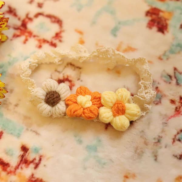 Babyhodebånd Elastisk Hodebånd med Blomsterpynt Fasjonable Småjenters Hodebånd Blondedetaljer Hodeplagg for Jenter D