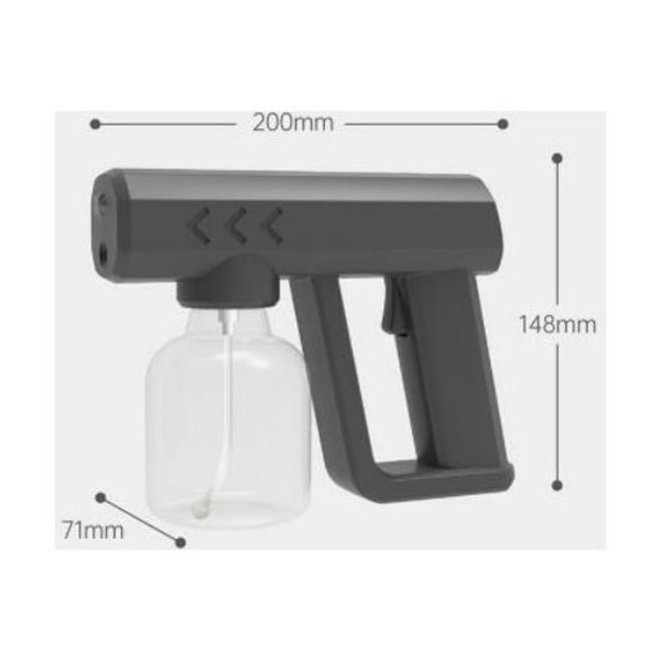 Blue Light Nano bakteriedræbende trådløs opladning Desktop Bærbar Elektrisk Steamer Sprøjte Sort 250ML