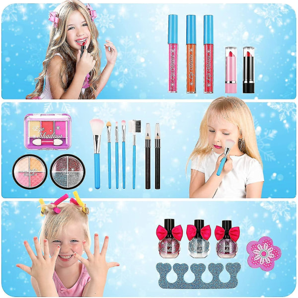 Makeup kit til børn til piger, vaskbart makeup kit til små piger style 2