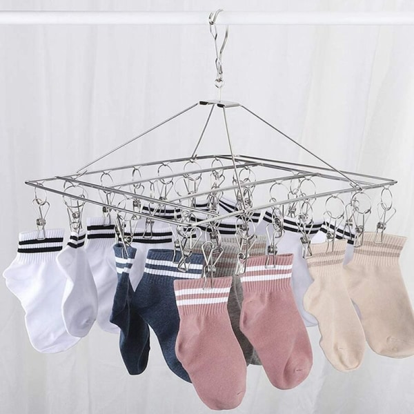 4 mm kvadratisk 36 rostfri multifunktionstång tjock sockklämma klädklämma
