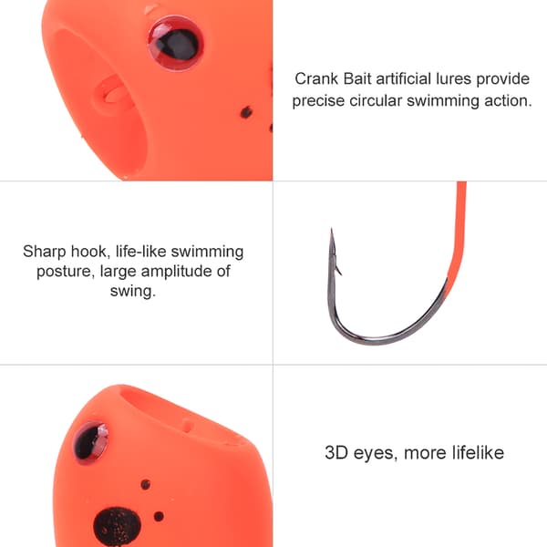 Isfiskedrag Popper Hard kunstig eggvevbete Single Sharp Hook Tackle18