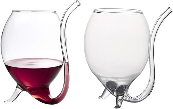 2 stk. vampyrformede vinglass 10 oz sugerør rødvinsglass 300 ml