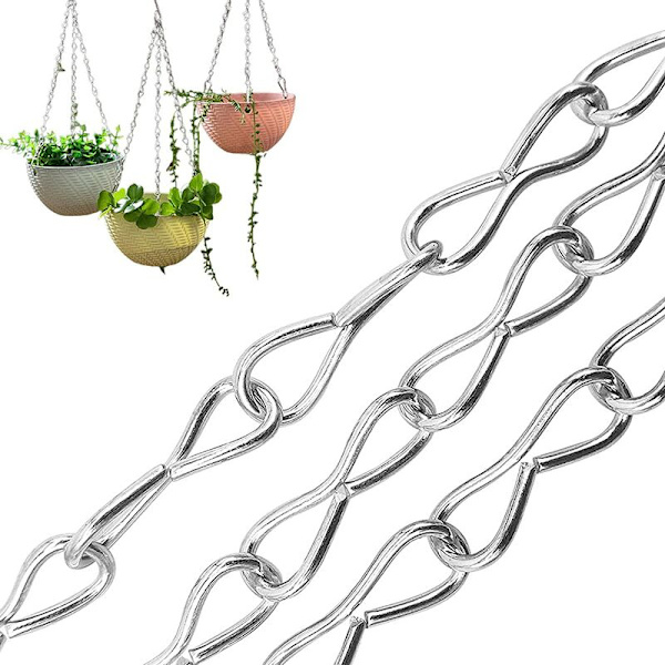 4 stykker hvid zink 1,4MM enkelt otte tre grupper samlet længde 40cmS krog blomsterkurv hængende kæde hængende jernkæde,