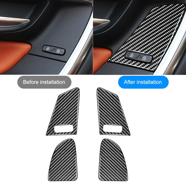 Kolfiber Interiör Dörrlås Strömbrytare Panel Trim Skydd för Vänsterstyrd S60 V60