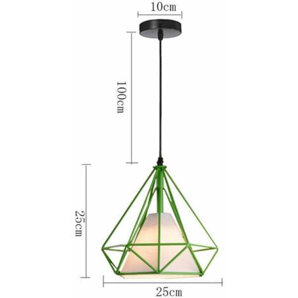 Moderni Diamond Cage -riippuvalaisin E27 Olohuone Keittiö Takorautainen Creative ripustuskattokruunu - Vihreä