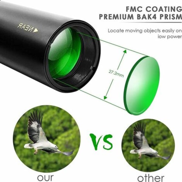 10-300X40 power med låg mörkerseende, HD-zoom Vattentät, kompakt monokulär för fågelskådning (svart) -