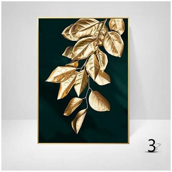 Sæt med 3 design vægplakater med skov, gyldne blade, palme, uindrammet, vægdekoration til stuen, 10*30 cm