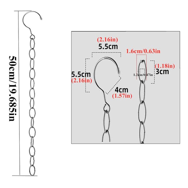 50 cm rustfri stål rumkæder til hjem og kontor 4 stk.