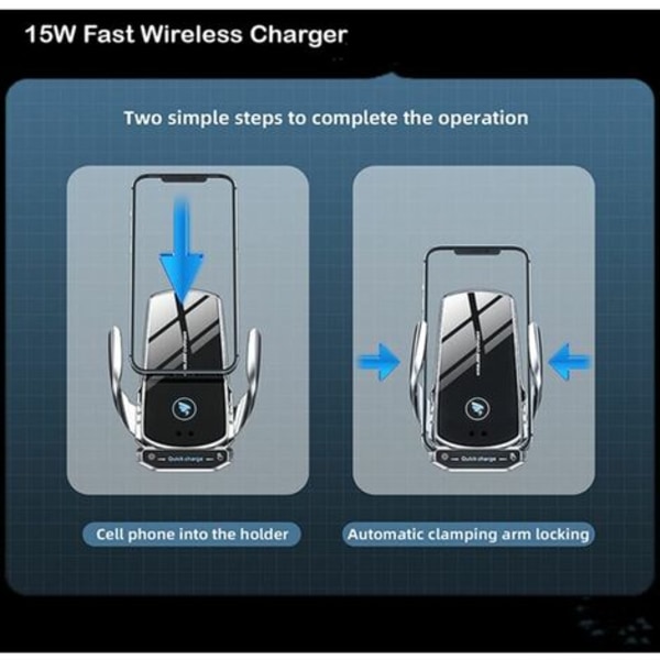 Trådlös billaddare, telefonhållare, automatisk klämning, luftventilsfäste kompatibel med iPhone 13 Pro, 12 Max Mini/11/XS/XR Sa