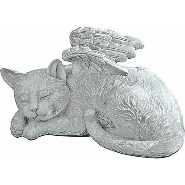 Memorial Cat Pet Angel Æresstatue Gravstein, 25,5 cm, polyresin, antikk stein