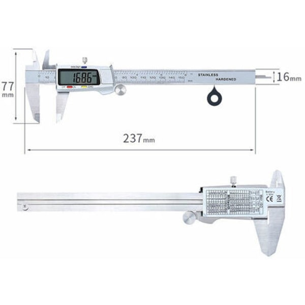 0-150 mm elektronisk skyvelære