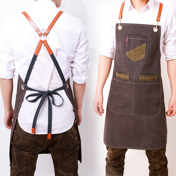 Förkläde Kök Cowboy Coffee Shop Mjölk Te Butik Bageri Frisör Manikyr Arbetskläder för män och kvinnor (Gul, 78*56 cm),