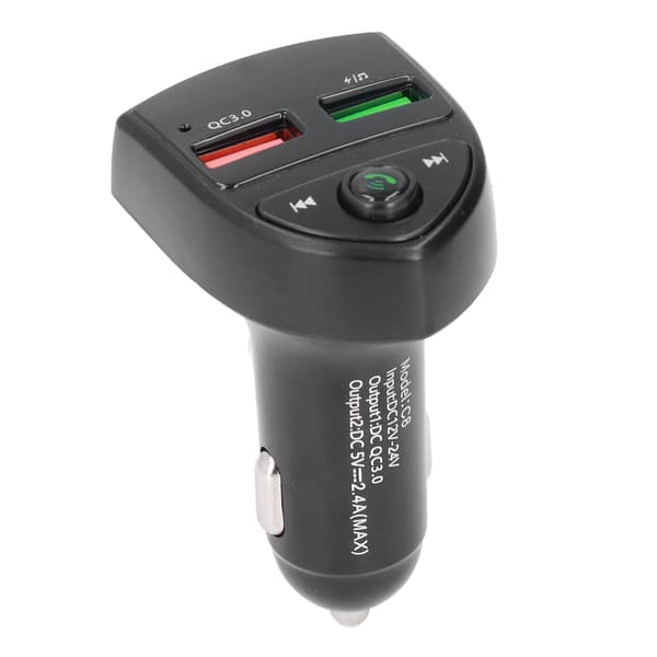 Bluetooth 5.0 Dobbel USB Biladapter Trådløs FM-sender Hurtiglading Håndsfree Samtale med LED-bakgrunnsbelysning