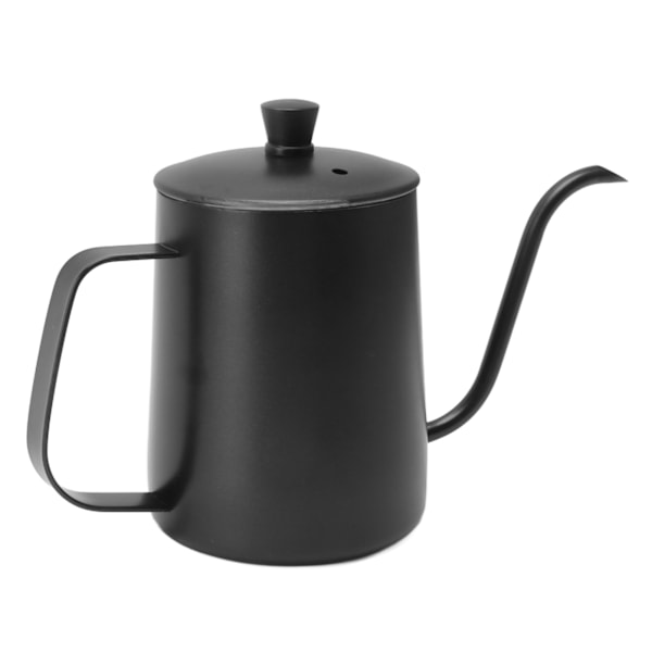 Svanehals Hæld-Over Kedel - 600ML Sort 304 Rustfrit Stål Kaffe- og Tekande med Lang Smal Tud og Låg