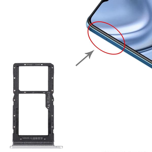 SIM-kortsfack + SIM-kortsfack / Micro SD-kortsfack för Honor Play 20 Silver