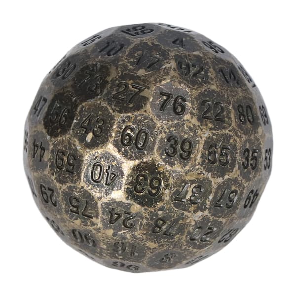 Polyhedral Metalterninger Udsøgte Tunge 100-sidede Rollespilsterninger til Bordspil 2 tommer Diameter Messing