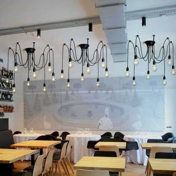 Gör-det-själv upphängda takljussats Industriell retrostilsbelysning (1,5 m lång sladd, ingen glödlampa, 8 huvuden)