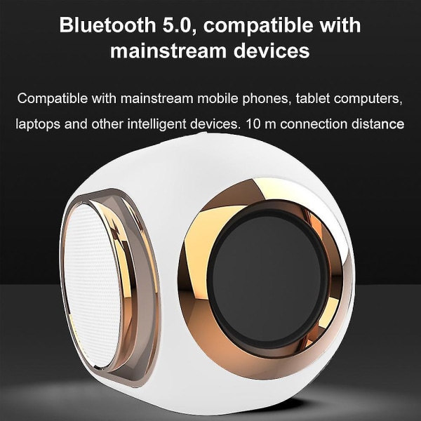 Bluetooth högtalare - Kraftfull trådlös högtalare/AUX/ USB -gränssnitt/TF-kort/FM-radio-Bluetooth-funktion och handsfree-telefon/TWS HD Stereo/80dB (vit)，