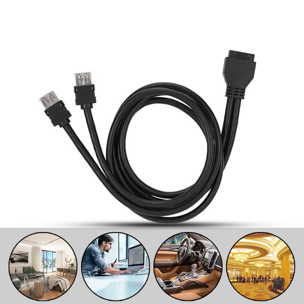 USB3.0 19/20PIN Skrivbords Front Moderkort Panelmonteringskabel med Fasta Fötter (0,8 m)