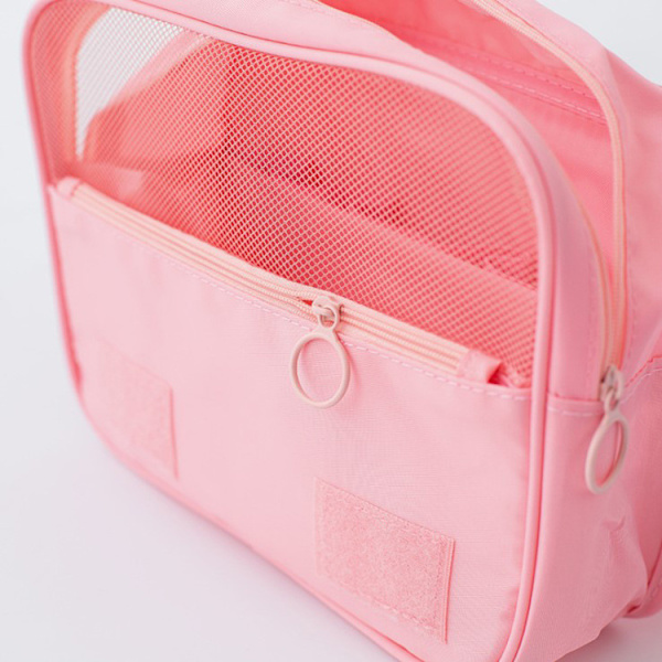 Hengende reisetoalettveske Twill Kosmetikkveske med stor kapasitet Krok Toalettveske Reiseoppbevaringsveske Rosa