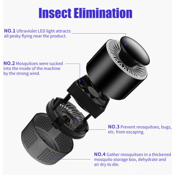 Stille flue- og myggavviser, LED-lys berøringsklebende felle, husholdning (hvite 6 lys store 365)