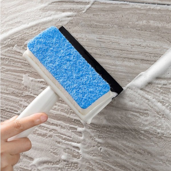2 stk blå dobbeltsidet rengøringsbørste badeværelse flise børste skraber dobbelt formål glas visker