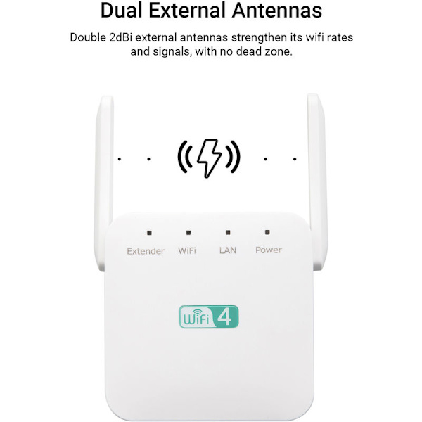 Vit europeisk EU-förordning Network Repeater 300M Wireless Signal Booster Network Booster,