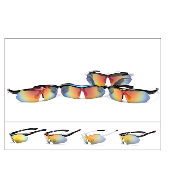 Polarisierte Fahrradbrille Herren und Damen Sportbrille Fahrradbrille Sonnenbrille 5 Gläser (Schwarz)