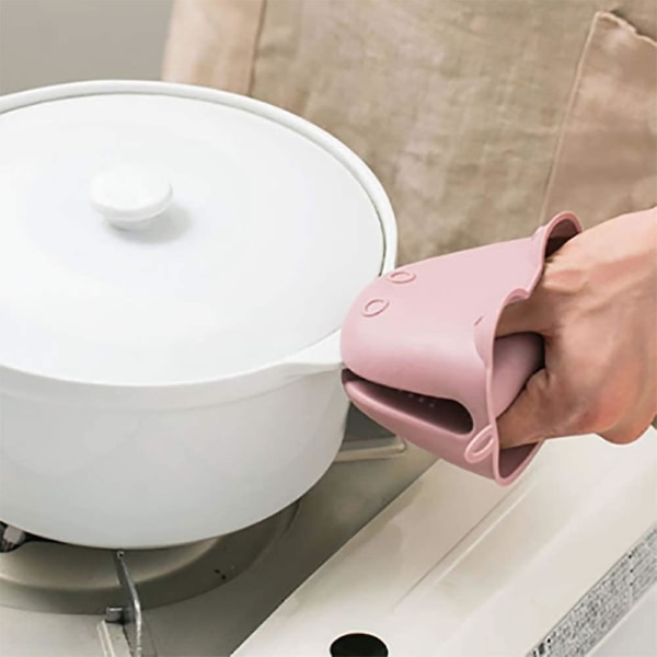 1 par silikon ovnsvotter Mikrobølgeovn Varmebestandige hansker Matlaging Knip votter Mini Ovn votter Sklisikre Kjøkken Knip Oven hansker For Kitchen Co Pink