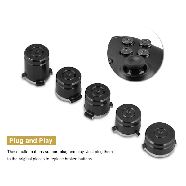Aluminium 9mm Kugleknapper A B X Y til Xbox One Controller - Sort