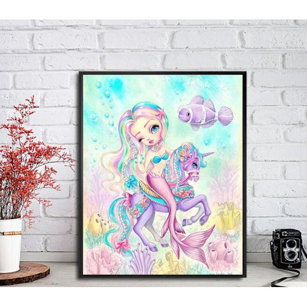 Unicorn Mermaid Diamond (pyöreä timantti 30x40cm)