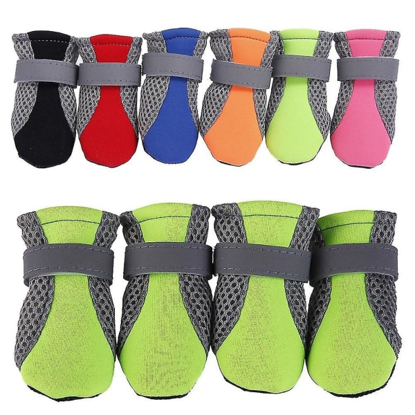 4stk Pet Dog Sko Sklisikker såle e Mesh Straps Boots XL Blue