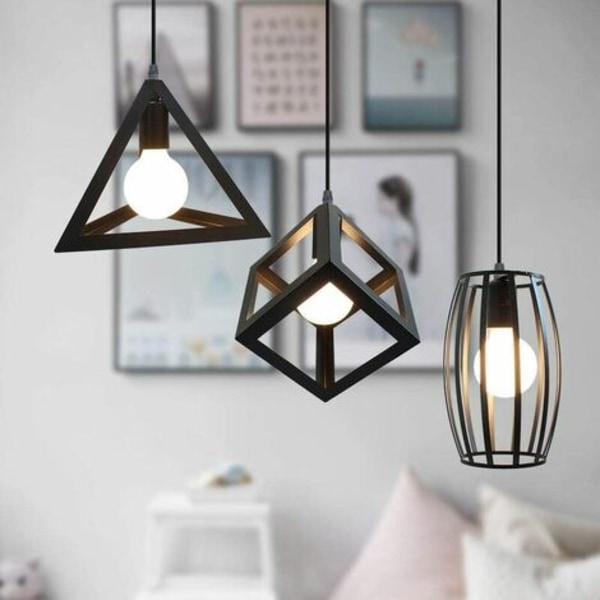 Lysekrone anheng lampe industriell geometrisk design metall lampeskjerm 3 lampe E27 for kjøkken stue spisestue bedro