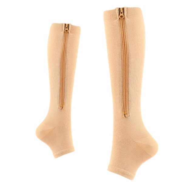 Sportssokker kompresjonssokker kompresjonssokker med glidelås med årede elastiske sokker (farge L/XL),