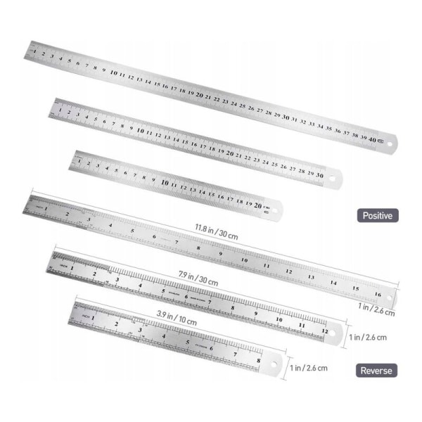 20cm+30cm+40cm Svärdfisk stållinjal Metrisk tum stållinjal Rostfritt stål linjal Reverse Engineering Ritning Lämplig