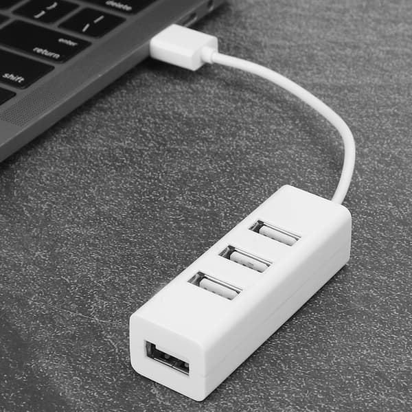 4-Port Hub USB Splitter Dokkingstasjon Bærbare Datamaskindeler OTG Hvit Dataoverføring