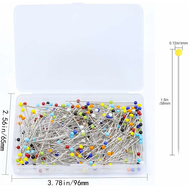 Ompeluneulat Ompeluneulat Pyöreän pään ompeluneulat 250 kpl sekavärisiä lyhyttavaroita, tilkkutöitä, ompelua ja askarteluja varten 38mm/3mm lasipää，