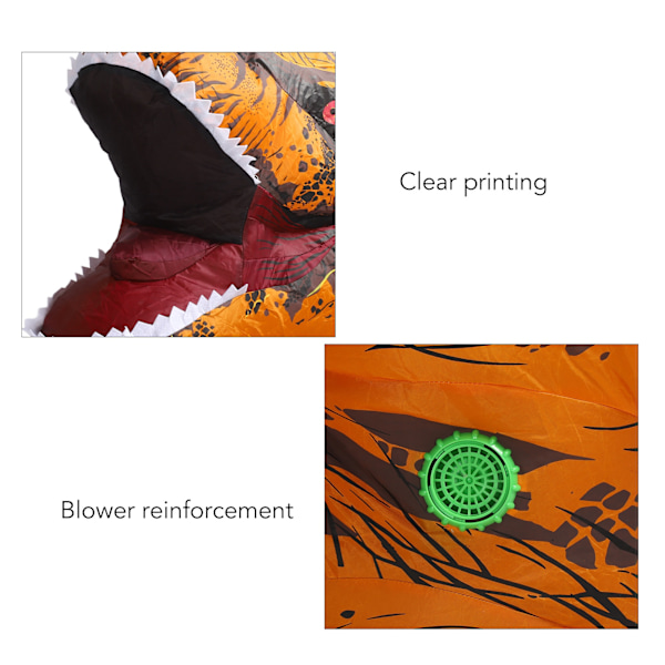 Oppustelig T-Rex Dinosaur Kostume til Børn 120-140cm - Perfekt til Halloween, Cosplay og Julefester